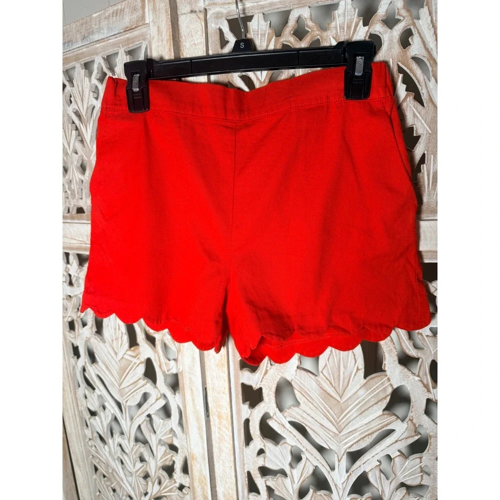 J.Crew Crewcuts Girls Red Scalloped Hem Cotton Shorts Size 14 BX060 NEW